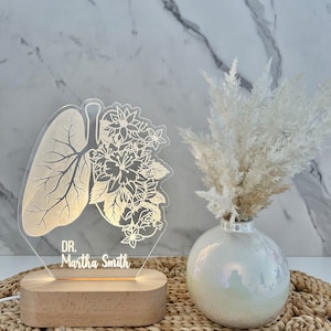 Floral Lung Custom Night Light Doctor Lamp gift Gift for colleague Pulmonologist Gift Respiratory Therapist Gift Med Studdent Gift image 7