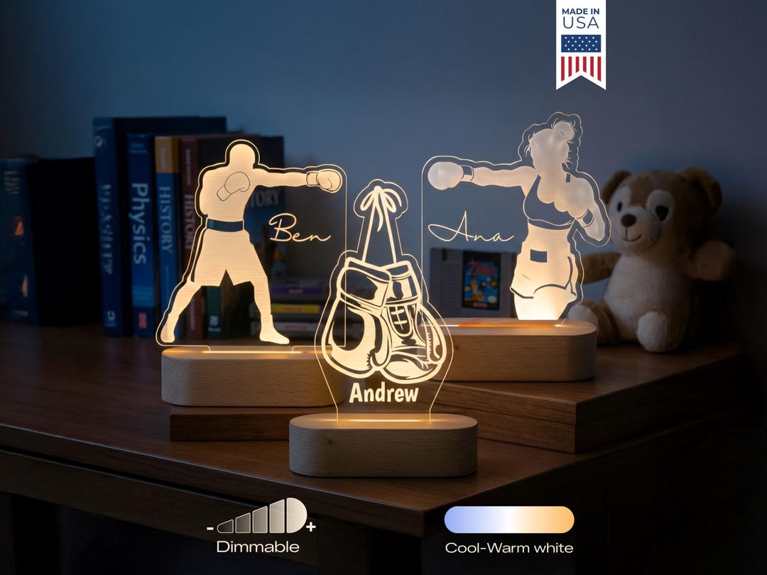 Boxing Led Light Personalized Boxing LED Lamp Custom Boxer Night Light Sports Room Decor ...