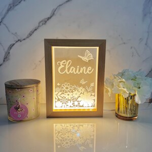Flowers & Butterflies Customized LED Photo Frame| Personalized Name ...