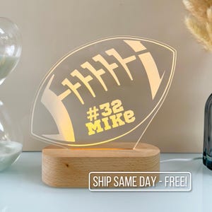 Personalized American Football Night Light - Custom LED Lamp for Players, Perfect Gift for Football Fans, Unique Sports Decor