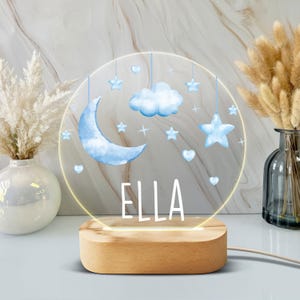 Personalized Cloud and Moon Night Light - Custom LED Lamp for Kids, Perfect Gift for Dreamers, Unique Room Decor,Fun and Soothing Nightlight