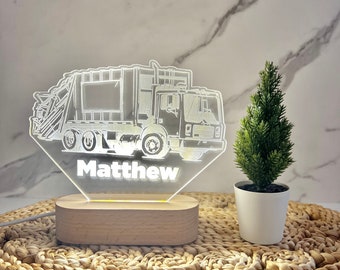 Garbage Truck Cartoon Custom Name Light | Personalized Bedroom LED Cloud Decor | Baby Shower Gift | Newborn Gift / Toddler Gift/ Kid Lamp