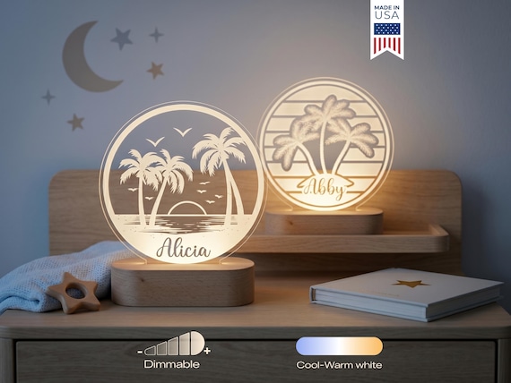 Palm Tree Lamp LED Lamp | Personalized Light-Up Name Sign | Perfect for Greenery   Lover | Sunset Island Theme Gift  Bedside Lamp