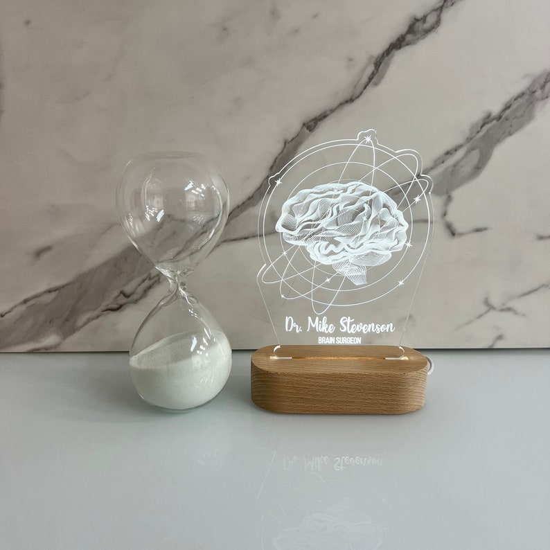 Brain LED Night Light Personalized for Neurologist Gifts, Psychology Student Graduation Gift, Clinical Psychologist Gift, Neurosurgeon Gifts image 2