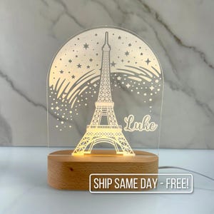 Personalized Eiffel Tower Night Light - Custom LED Lamp for Paris Lovers, Perfect Gift for Kids and Adults, Unique Room Decor,Nightlight