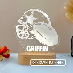 Personalized American Football Night Light - Custom LED Lamp for Players, Perfect Gift for Football Fans, Unique Sports Decor