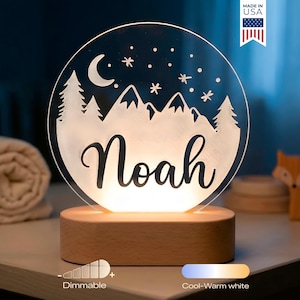 Mountains Custom Name Light | Personalized Bedroom LED Cloud Decor Sign | Light up Sign | Daughter/Son gift Sign /Boy Gift/ Girl Gift