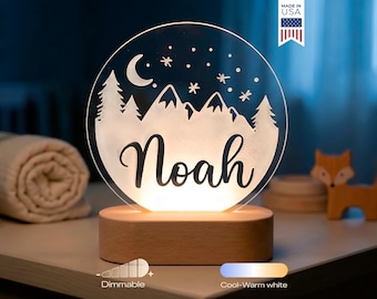 Mountains Custom Name Light | Personalized Bedroom LED Cloud Decor Sign | Light up Sign | Daughter/Son gift Sign /Boy Gift/ Girl Gift