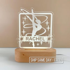 Personalized Gymnastics Night Light - Custom LED Lamp for Gymnasts, Perfect Gift for Kids, Unique Sports Room Decor, Nightlight for Gymnast