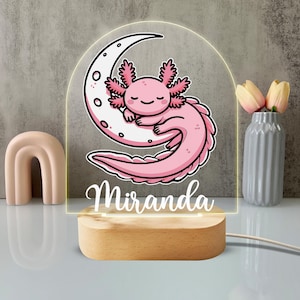 Personalized Axolotl Night Light - Custom LED Lamp for Kids, Perfect Gift for Animal Lovers, Room Decor, Adorable Nightlight Boys and Girls
