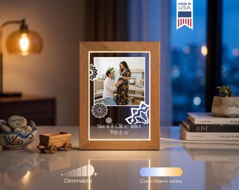 Personalized Pregnancy Photo Lamp - Custom Expecting Parents Gift, Baby Announcement Keepsake, Mom Dad LED Night Light