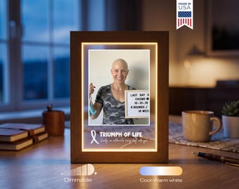 Custom Cancer Survivor Photo Lamp - Personalized Chemo Completion Gift, Cancer Support Gift, Strength Keepsake LED Night Light