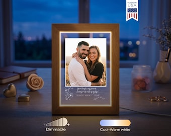 Personalized Couple Photo LED Frame - Custom Anniversary Gift, Engagement Photo Light, Romantic Wedding Keepsake