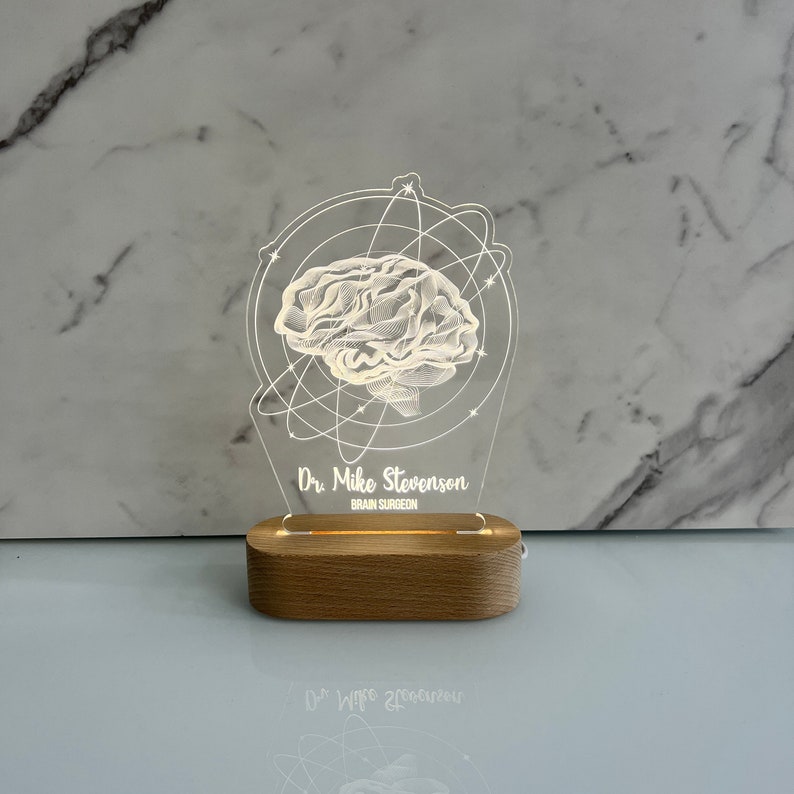 Brain LED Night Light Personalized for Neurologist Gifts, Psychology Student Graduation Gift, Clinical Psychologist Gift, Neurosurgeon Gifts image 5