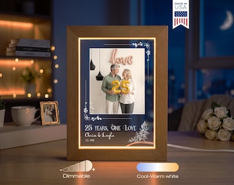 Custom Anniversary Photo Lamp - Personalized Wedding Anniversary Gift, 25th 50th Anniversary Keepsake, Couple LED Night Light