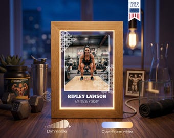 Personalized Fitness Photo Lamp - Custom Gym Lover Gift, Weightlifting Keepsake, Workout Motivation LED Night Light