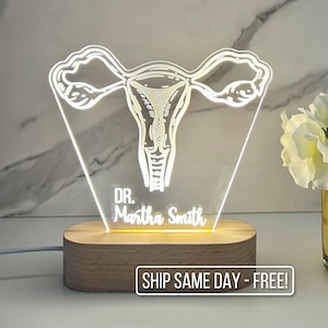 Uterus Custom Name Light | Personalized Bedroom LED Cloud Decor Sign | Gynecologist Doctor Gift| Ob/Gyn Gift