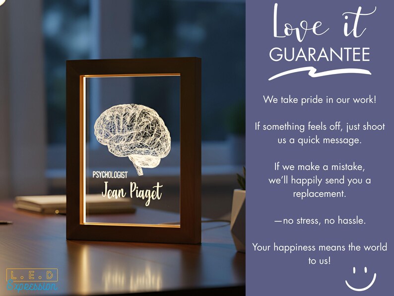 Brain LED Photo Frame Lamp | Custom Personalized Light-Up Name Sign | Ideal for Office Decor | Unique Home decor for Psychology Student Gift image 5