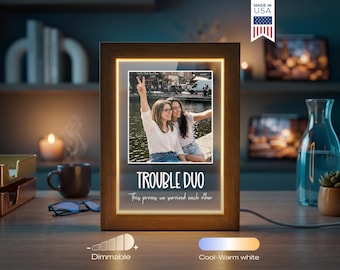 Personalized Best Friend Photo LED Frame - Custom Friendship Gift, BFF Collage Keepsake, Funny Bestie Light Decor
