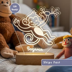Monkey Cartoon Custom Name Light | Personalized Bedroom LED Cloud Decor | Baby Shower Gift | Newborn Gift / Toddler Gift/ Kid Lamp