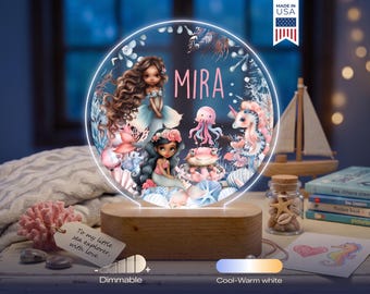 Personalized Mermaid Night Light - Custom LED Lamp for Kids, Perfect Gift for Ocean Lovers, Unique Room Decor, Magical Nightlight for Girls