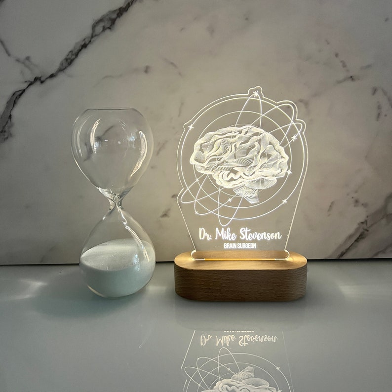 Brain LED Night Light Personalized for Neurologist Gifts, Psychology Student Graduation Gift, Clinical Psychologist Gift, Neurosurgeon Gifts image 1