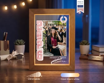 Personalized Graduation Photo LED Frame - Custom Class of 2026 Gift, College Senior Keepsake, University Colors Grad Lamp