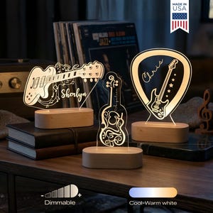 Personalized Guitar Night Light - Custom LED Lamp for Music Lovers, Perfect Gift for Guitarists, Unique Room Decor, Nightlight for Musicians