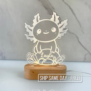 Personalized Axolotl Night Light - Custom LED Lamp for Kids, Perfect Gift for Animal Lovers, Unique Room Decor, Nightlight Boys and Girls