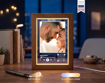 Custom Song Code Photo Lamp - Personalized Couple Gift, Wedding Song Plaque, Anniversary LED Night Light Frame