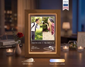 Personalized Long Distance Photo Lamp - Custom Couple Gift, Boyfriend Girlfriend Keepsake, Miles Apart LED Night Light