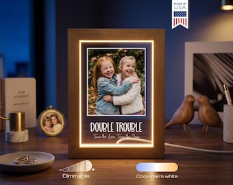 Custom Sister Photo Frame - Personalized Best Friend Gift, Sister Birthday Keepsake, Friendship LED Light Photo Collage