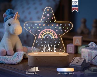 Personalized Stars Night Light - Custom LED Lamp for Kids, Perfect Gift for Star Lovers, Unique Room Decor,Magical Nightlight for Girls