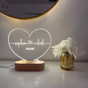 Custom Night Light as Valentines Day Gift Anniversary gift Romantic gift for couple Gift for Him Names And Date Engagement Gift image 9