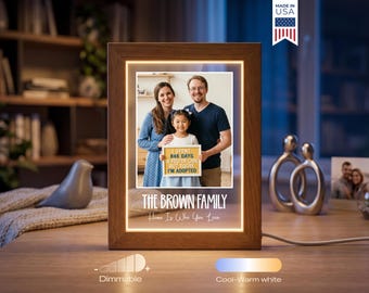 Custom Adoption Photo Lamp - Personalized Adoptive Family Gift, Foster Care Keepsake, Gotcha Day LED Night Light