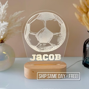 Personalized Soccer Night Light - Custom LED Lamp for Soccer Players, Perfect Gift for Kids and Fans, Sports Decor, Nightlight for Boys