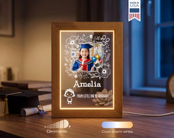 Personalized Graduation Photo Lamp - Custom Preschool Kindergarten Gift, Kids Graduation Keepsake, Student LED Night Light