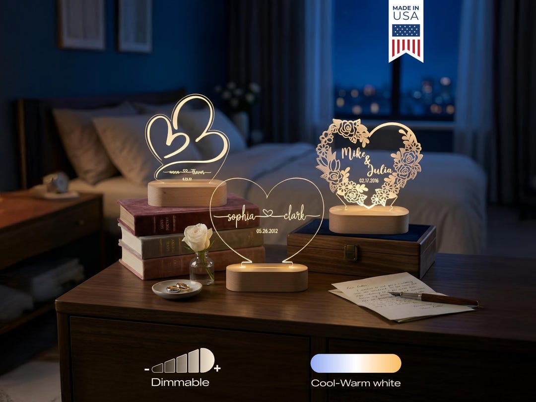 Custom Couple LED Name Light | Personalized Valentines Gift | Light up ...