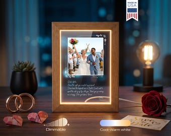 Custom Wedding Photo Lamp - Personalized Love Letter Gift, Anniversary Keepsake, Proposal Gift, Couple LED Night Light