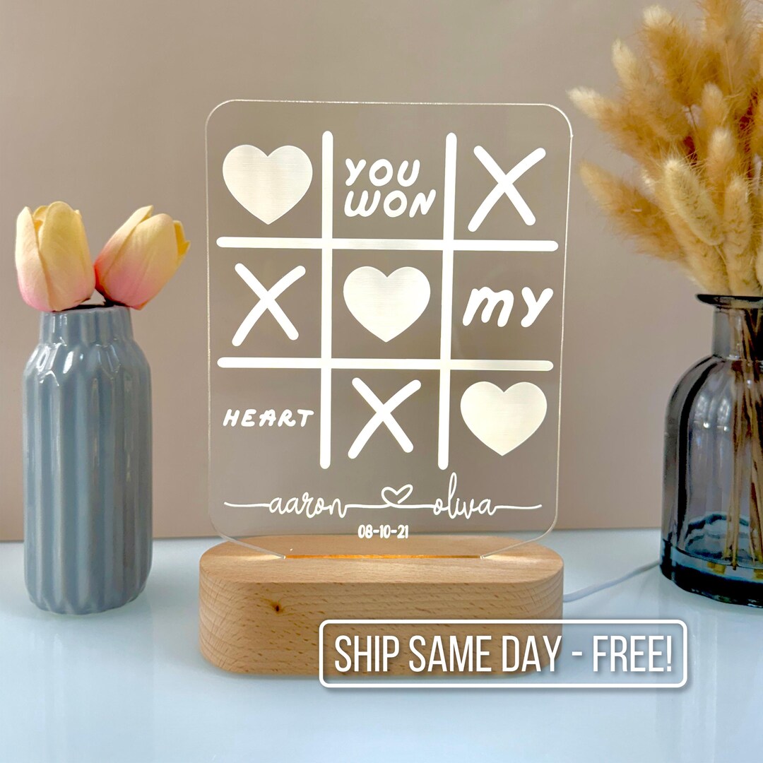 Personalized Couple Night Light,custom Name Night Light,led Heart Lamp