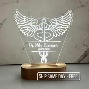 Nurse Personalized Night light. Caduceus Doctor gift. Custom Night light for medical personnel. Nurse Appreciation Day Gift. Surgeon.