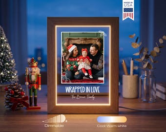 Custom Christmas Photo Lamp - Personalized Family Gift, Holiday Keepsake, Family Portrait LED Night Light Frame