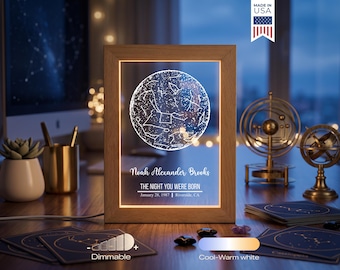 Personalized Birth Star Map Lamp, Custom Night Sky Light, Baby Birth Date Gift, Celestial Nursery Decor, Astrology LED Night Light