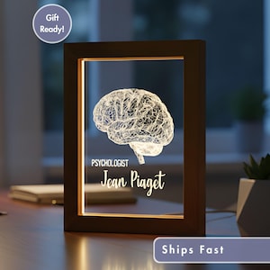 Brain LED Photo Frame Lamp | Custom Personalized Light-Up Name Sign | Ideal for Office Decor | Unique Home decor for Psychology Student Gift image 1