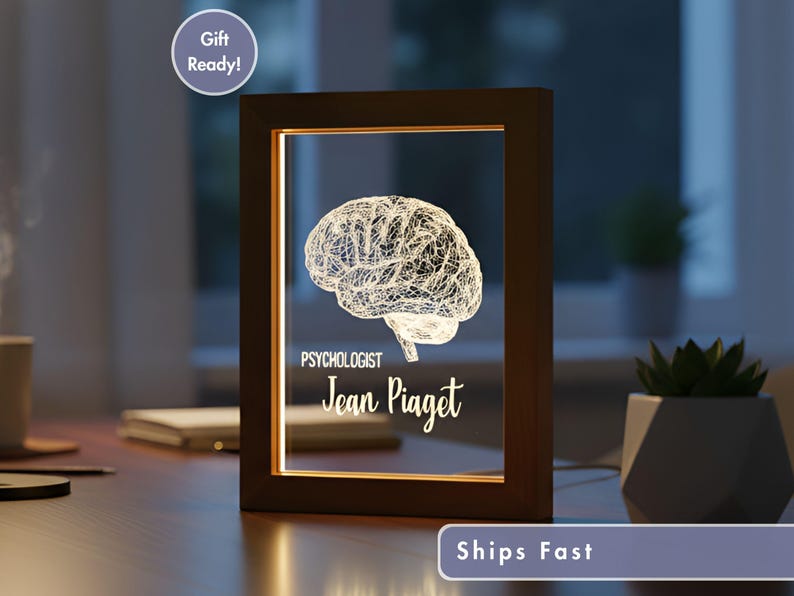 Brain LED Photo Frame Lamp | Custom Personalized Light-Up Name Sign | Ideal for Office Decor | Unique Home decor for Psychology Student Gift image 1