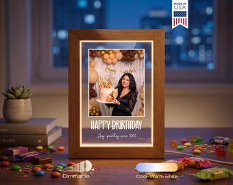 Custom Birthday Photo Lamp - Personalized Sweet 16 Gift, 15th Birthday Gift, 25th Birthday Milestone LED Night Light