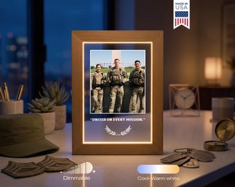 Personalized Military Photo Lamp - Custom Soldier Gift, Veteran Keepsake, Deployment Gift, Service Member Retirement LED Light