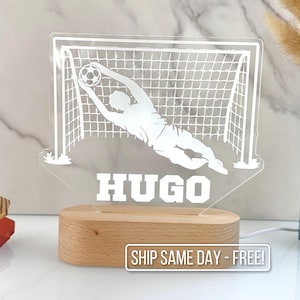 Luz nocturna de fútbol personalizada: lámpara LED personalizada para fanáticos del deporte, regalo perfecto para niños y adultos, decoración única para habitación, luz nocturna deportiva.