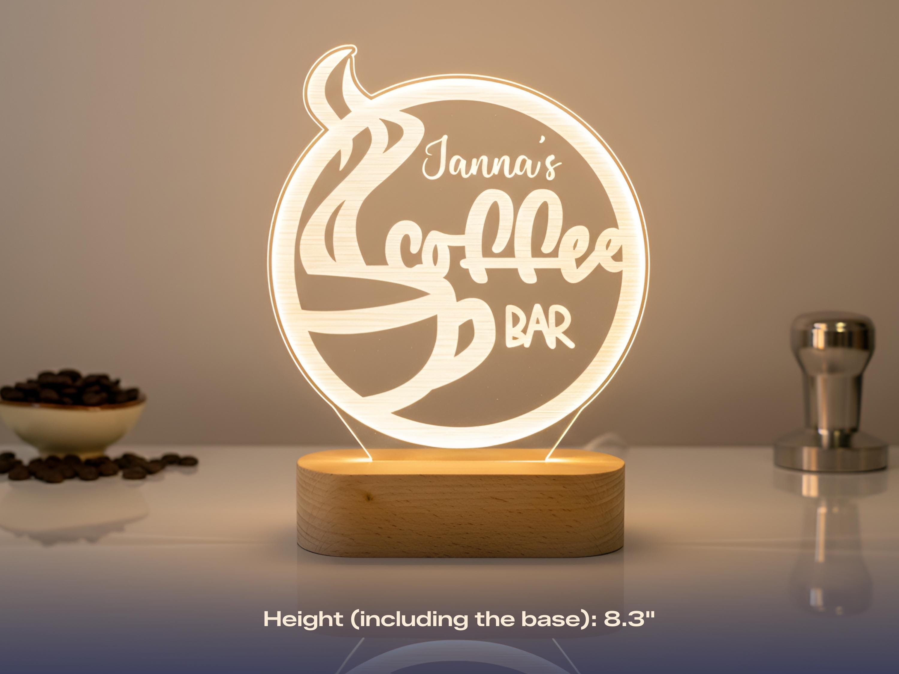 Cozy Coffee LED Lamp Personalized Coffee Bar Night Light Kitchen Decor ...