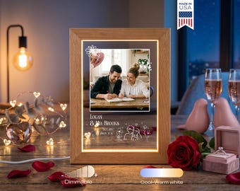 Personalized Couple Photo Lamp - Custom Long Distance Gift, Anniversary Gift for Boyfriend Girlfriend, Romantic LED Night Light